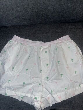 PINK Victoria's Secret White Palm Tree Print Cotton Sleep Shorts